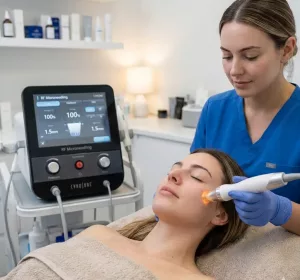 RF microneedling treatment being performed at CORE Ceutical Clinic in Newmarket