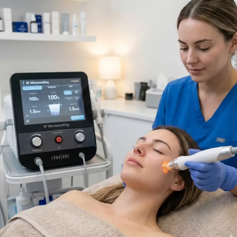 RF microneedling treatment being performed at CORE Ceutical Clinic in Newmarket